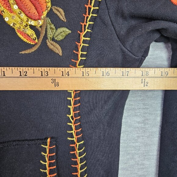 Sugar Lips Women’s Black Embroidered Floral Full Zip Sweatshirt Size S - Picture 5 of 10